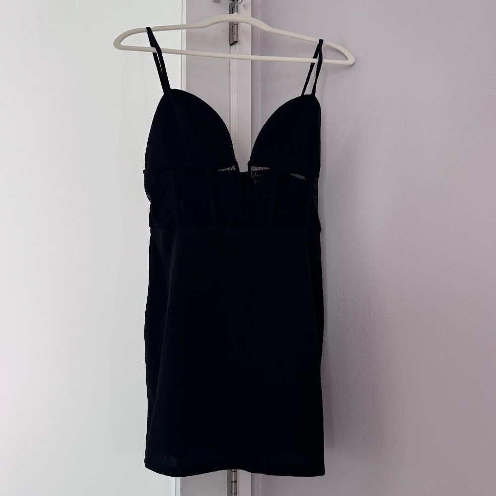 Lulus‎ Flirty Mentality Black Mesh Bustier Bodycon Mini Dress - Picture 4 of 9